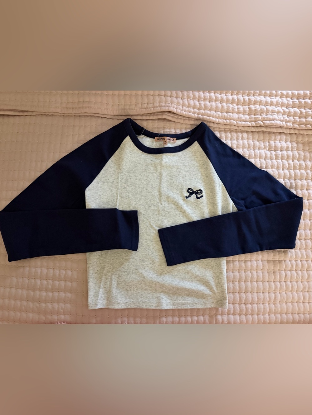 Navy & Heather Gray Long Sleeve Top